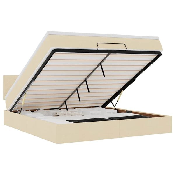 vidaXL Otomanski krevet s madracem i LED krem 160x200cm tkanine