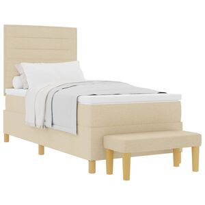 vidaXL Krevet s opruga kutije s uzglavljem Krema 200 x 90 cm tkanina