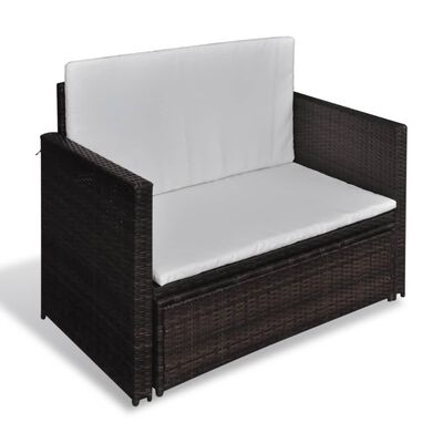 vidaXL Vrtna sofa od poliratana smeđa