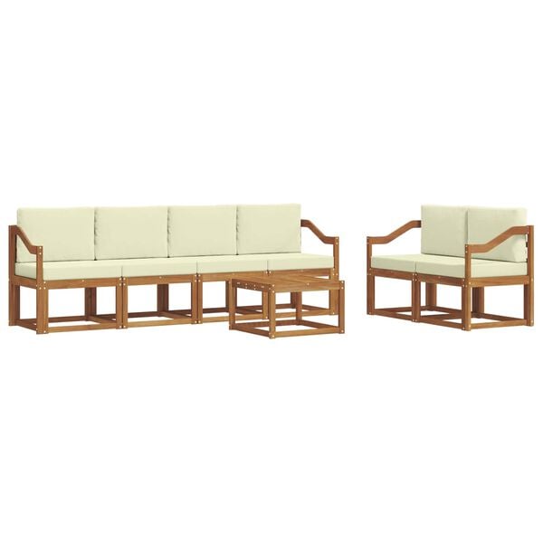 vidaXL Set vanjskih sofa 7 pcs Prirodna i krem Čvrsto drvo akacije