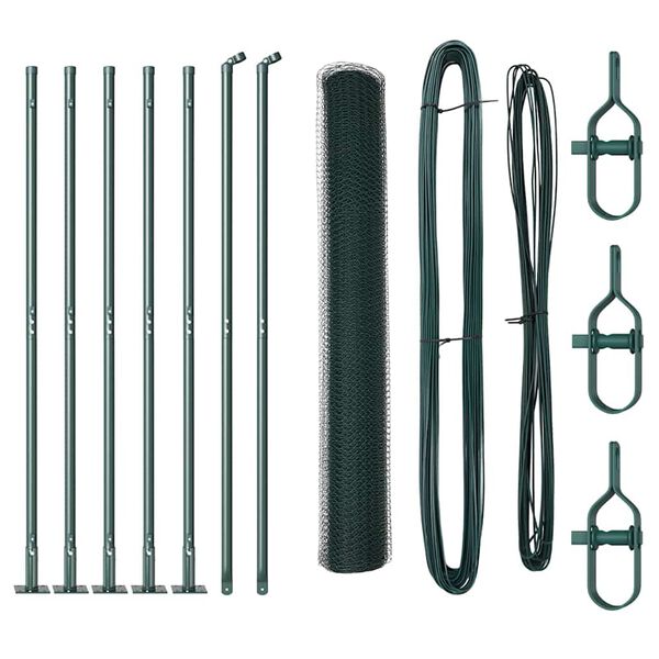 vidaXL Stup za ogradu Zelena 10 x 1 m (mrežica 13 mm) Čelik i PVC