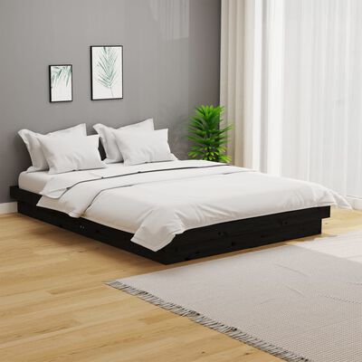 vidaXL Okvir za krevet od masivnog drva crni 120 x 200 cm