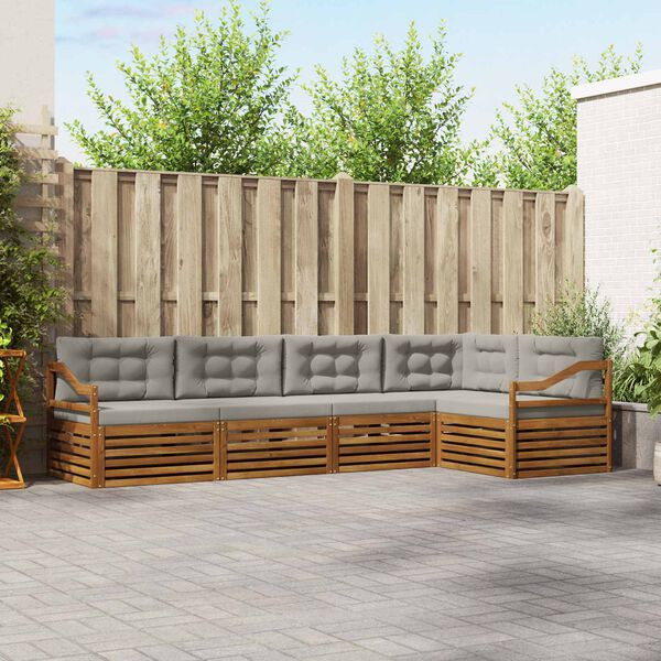 vidaXL Set vanjskih sofa s jastukom 5 pcs Prirodna i svijetlo siva