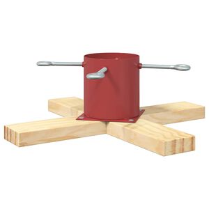 vidaXL Stalak za božićno drvce Crvena 50 x 50 x 16 cm Masivna borovina