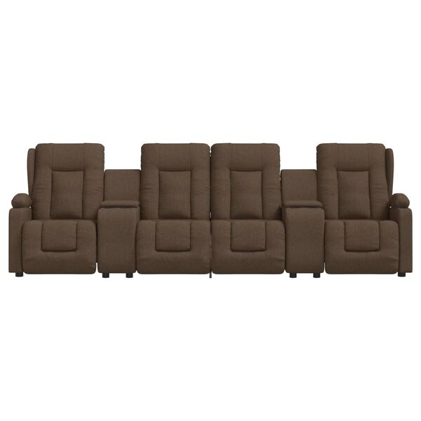 vidaXL Masažni četverosjed od tkanine s držačima čaša smeđi