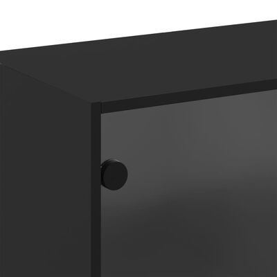 vidaXL Zidni ormarić sa staklenim vratima crni 68 x 37 x 68,5 cm