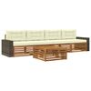 vidaXL Set vanjskih sofa 5 kom. Prirodna i krem Čvrsto drvo akacije