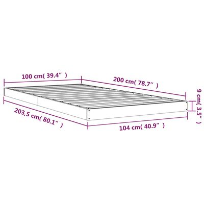 vidaXL Okvir za krevet 100 x 200 cm od masivne borovine