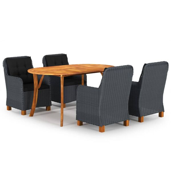 vidaXL 5-dijelni vrtni blagovaonski set tamnosivi