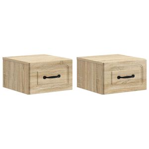 vidaXL Noćni ormarić za montažu na zid s ladicama 2 pcs Hrast sonoma