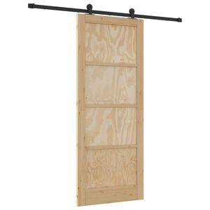 vidaXL Klizna vrata Prirodna i crna 86 x 211 cm Masivna borovina