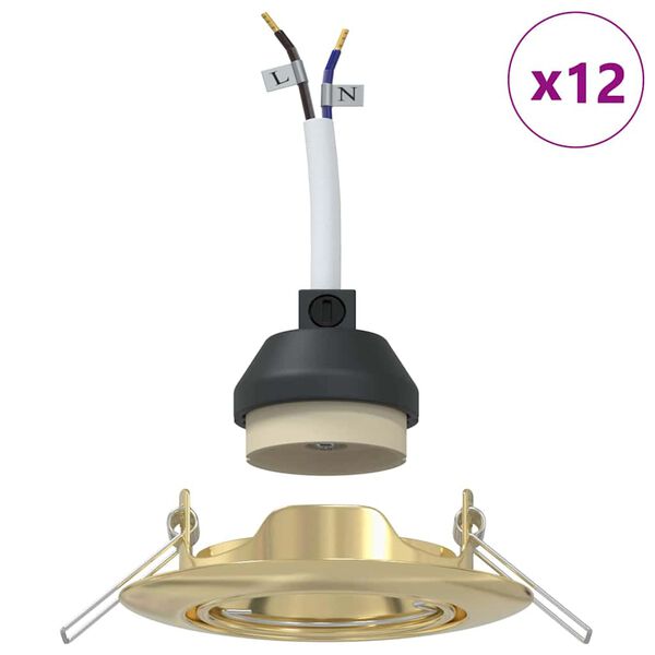 vidaXL Reflektor 12 pcs Zlatno 9 x 9 x 2.5 cm Metal