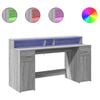 vidaXL Radni stol s LED svjetlima siva boja hrasta 160x55x91 cm drveni