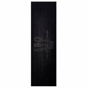 vidaXL Kuhinjski Tepih Pribor za jelo Crna 150 x 45 cm Bar&scaron;un