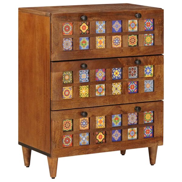 vidaXL Kreveta 3 pcs Orah 60 x 33,5 x 75 cm Čvrsto drvo manga