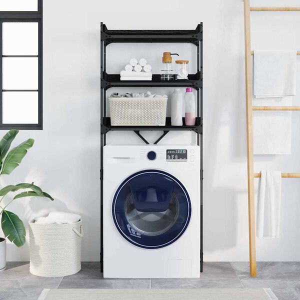 vidaXL Polica za perilicu rublja s policom Crni 0ak 67 x 25 x 163 cm