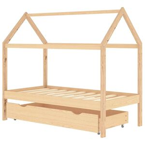 vidaXL Okvir za dječji krevet s ladicom od punog borovog drva 80x160 cm