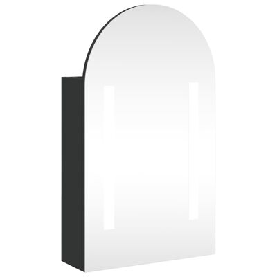 vidaXL Kupaonski ormarić s ogledalom LED lučni crni 42 x 13 x 70 cm