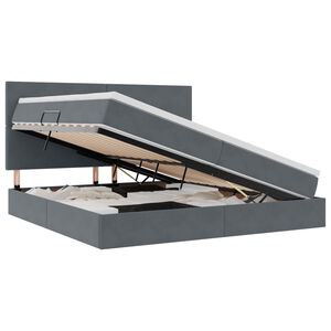 vidaXL Krevet s prostorom za pohranu s LED-om Tamno siva 200 x 200 cm