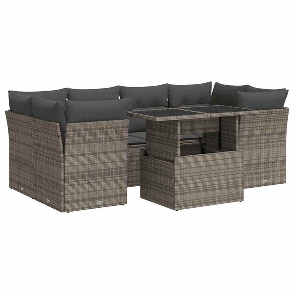 vidaXL 7-dijelni set vrtnih sofa sivi od poliratana