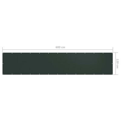 vidaXL Balkonski zastor tamnozeleni 120 x 600 cm od tkanine Oxford