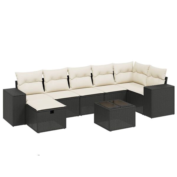 vidaXL 8-dijelni set vrtnih sofa od poliratana s jastucima crni