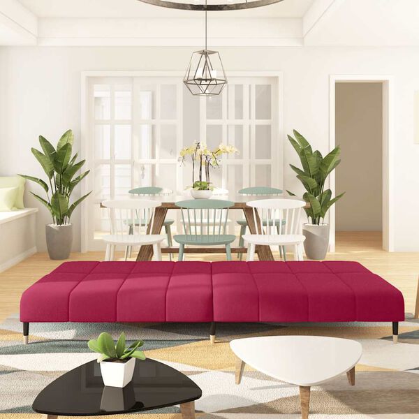 vidaXL Dvosjed na razvlačenje crvena boja vina baršunasti
