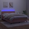 vidaXL Krevet box spring s madracem LED ružičasti 140x190cm bar&scaron;unasti