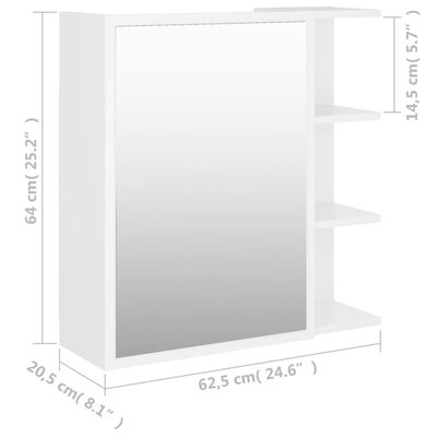 vidaXL Kupaonski ormarić s ogledalom bijeli 62,5 x 20,5 x 64 cm drveni