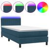 vidaXL Box Spring krevet s madracem i LED tamnoplavi 100x220 cm bar&scaron;un
