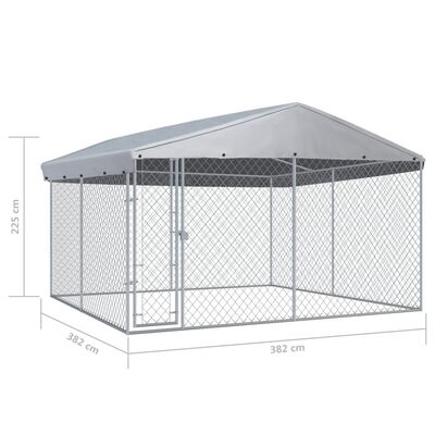 vidaXL Vanjski kavez za pse s krovom 382x382x225 cm