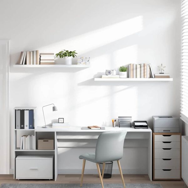 vidaXL Plutajuće zidne police 2 kom sjajne bijele 120x23,5x3,8 cm MDF