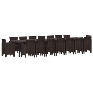vidaXL Vrtni trpezarijski set s jastucima s jastukom 17 pcs Smeđa PP
