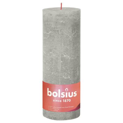 Bolsius rustične debele svijeće Shine 4 kom 190 x 68 mm pješčano sive