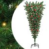 vidaXL Obrnuti umjetni božićni drvce s lopticama Zelena 120 cm PVC