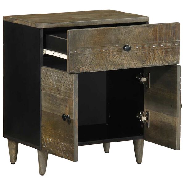 vidaXL Noćni ormarić svijetlo sivi 50x33x60 cm Puno drvo Mango