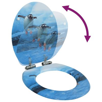 vidaXL Toaletna daska s mekim zatvaranjem MDF s uzorkom pingvina