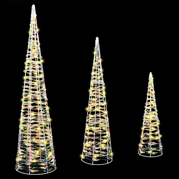 vidaXL Božićno drvce 3 pcs Topla bijela 20 x 20 x 80 cm PET