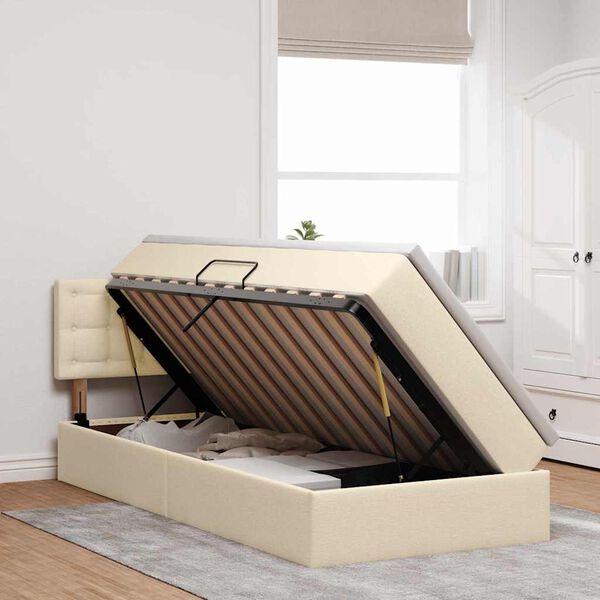 vidaXL Krevet s madracem i skladi&scaron;tem s madracem Krema 100 x 200 cm