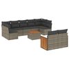 vidaXL 10-dijelni set vrtnih sofa od poliratana s jastucima sivi