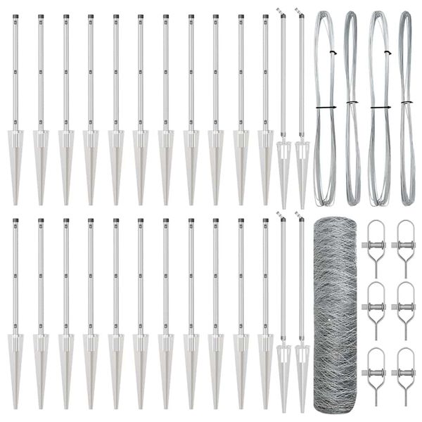 vidaXL Stup za ogradu Srebrno 50 x 0,8 m (mreža 50 mm) Čelik