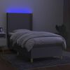 vidaXL Krevet box spring s madracem LED svjetlosivi 90x190 cm tkanina