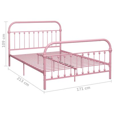 vidaXL Okvir za krevet ružičasti metalni 160 x 200 cm