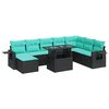 vidaXL 9-dijelni set vrtnih sofa s jastucima crni od poliratana bagrem