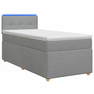 vidaXL Krevet s box springom, madracem i LED-om Svjetlosiva Tkanina