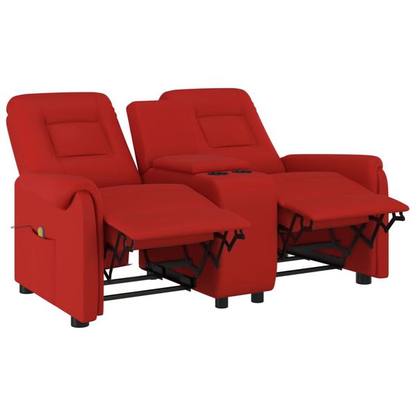 vidaXL Masažni dvosjed s držačem ča&scaron;a crvena boja vina