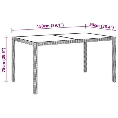 vidaXL Vrtni stol 150 x 90 x 75 cm od kaljenog stakla i poliratana bež