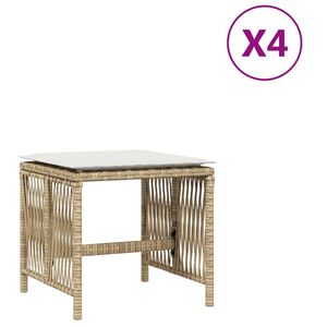 vidaXL Vrtni stolci s jastucima 4 kom bež 41x41x36 cm od poliratana