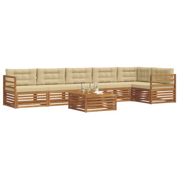 vidaXL Set vanjskih sofa s jastukom 7 pcs Prirodna i bež