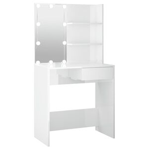 vidaXL Toaletni stolić s LED svjetlima sjajni bijeli 74,5x40x141 cm